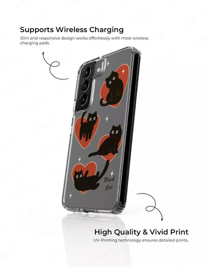 Dark Grunge Black Cat Clear Samsung Case