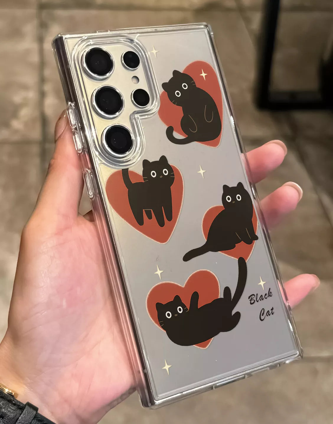 Dark Grunge Black Cat Clear Samsung Case
