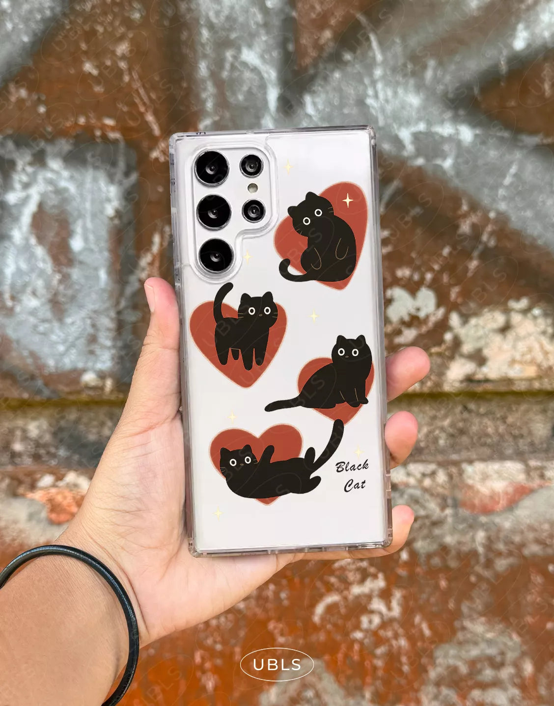 Dark Grunge Black Cat Clear Samsung Case