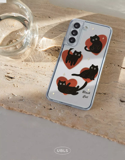 Dark Grunge Black Cat Clear Samsung Case