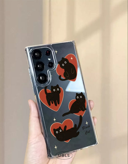 Dark Grunge Black Cat Clear Samsung Case