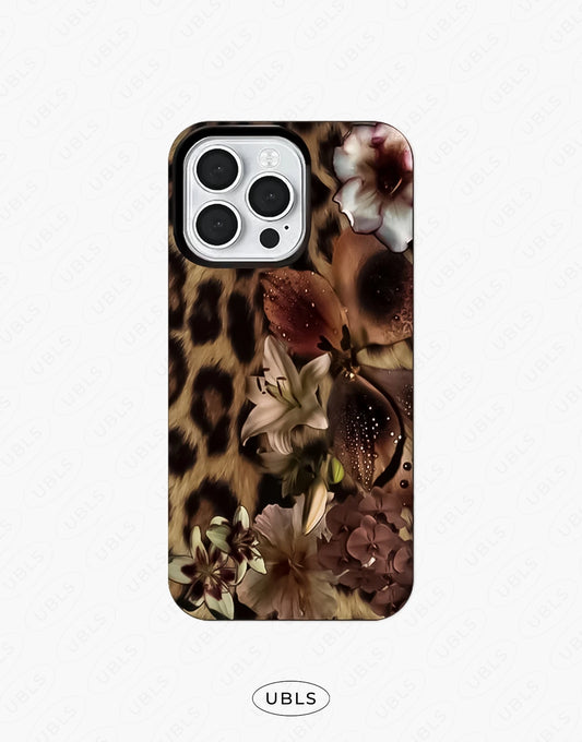 Elegant Leopard Print Lily Flower iPhone Case