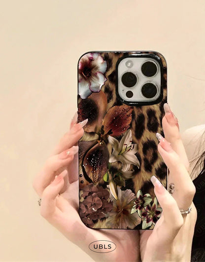 Elegant Leopard Print Lily Flower iPhone Case