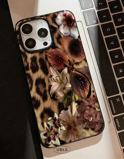 Elegant Leopard Print Lily Flower iPhone Case