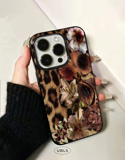 Elegant Leopard Print Lily Flower iPhone Case