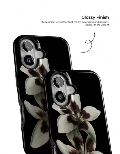 Elegant Midnight Bloom Lily Orchid iPhone Case