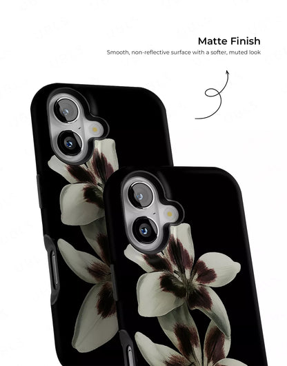 Elegant Midnight Bloom Lily Orchid iPhone Case