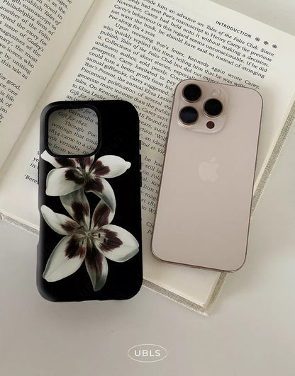 Elegant Midnight Bloom Lily Orchid iPhone Case