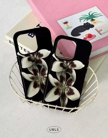 Elegant Midnight Bloom Lily Orchid iPhone Case