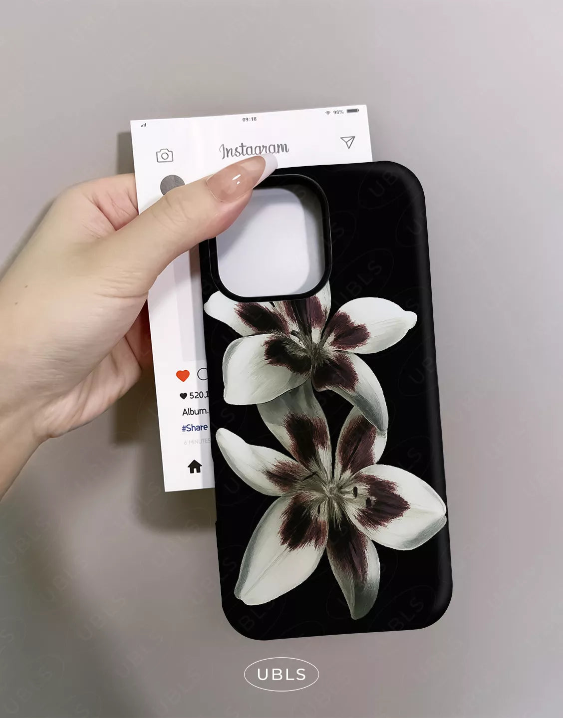 Elegant Midnight Bloom Lily Orchid iPhone Case