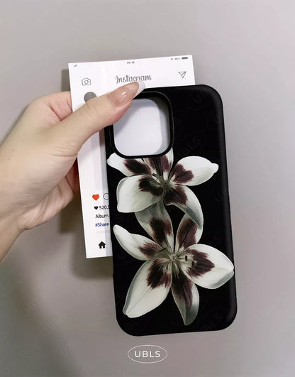 Elegant Midnight Bloom Lily Orchid iPhone Case