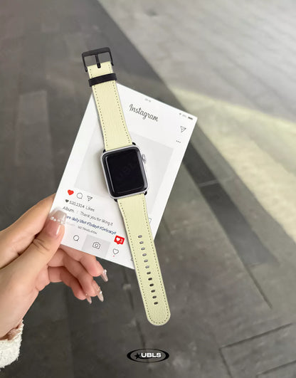 Summer Solid Butter Yellow Vegan Leather Apple Watch Band