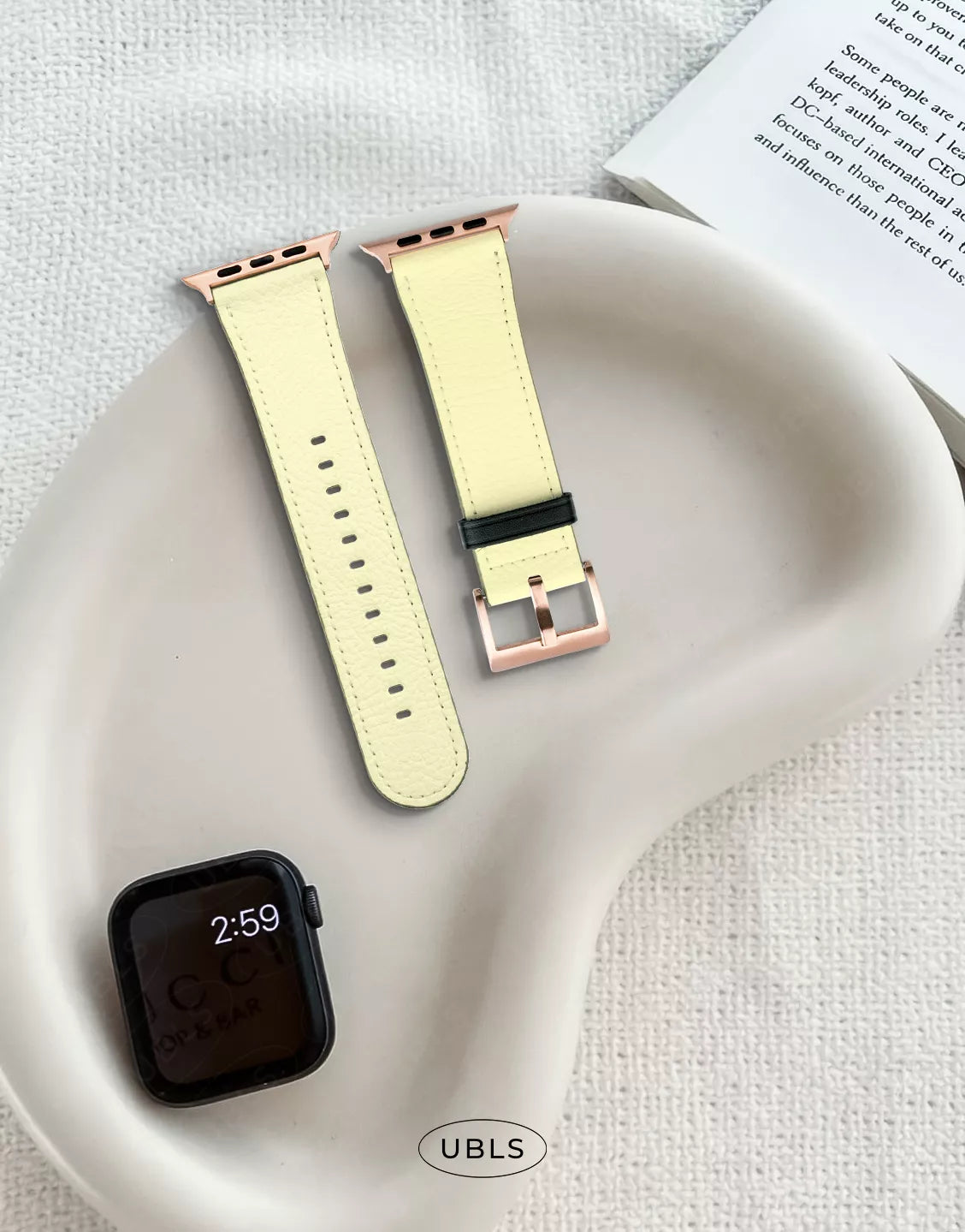 Summer Solid Butter Yellow Vegan Leather Apple Watch Band