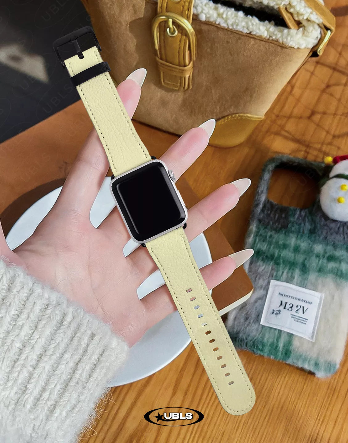 Summer Solid Butter Yellow Vegan Leather Apple Watch Band