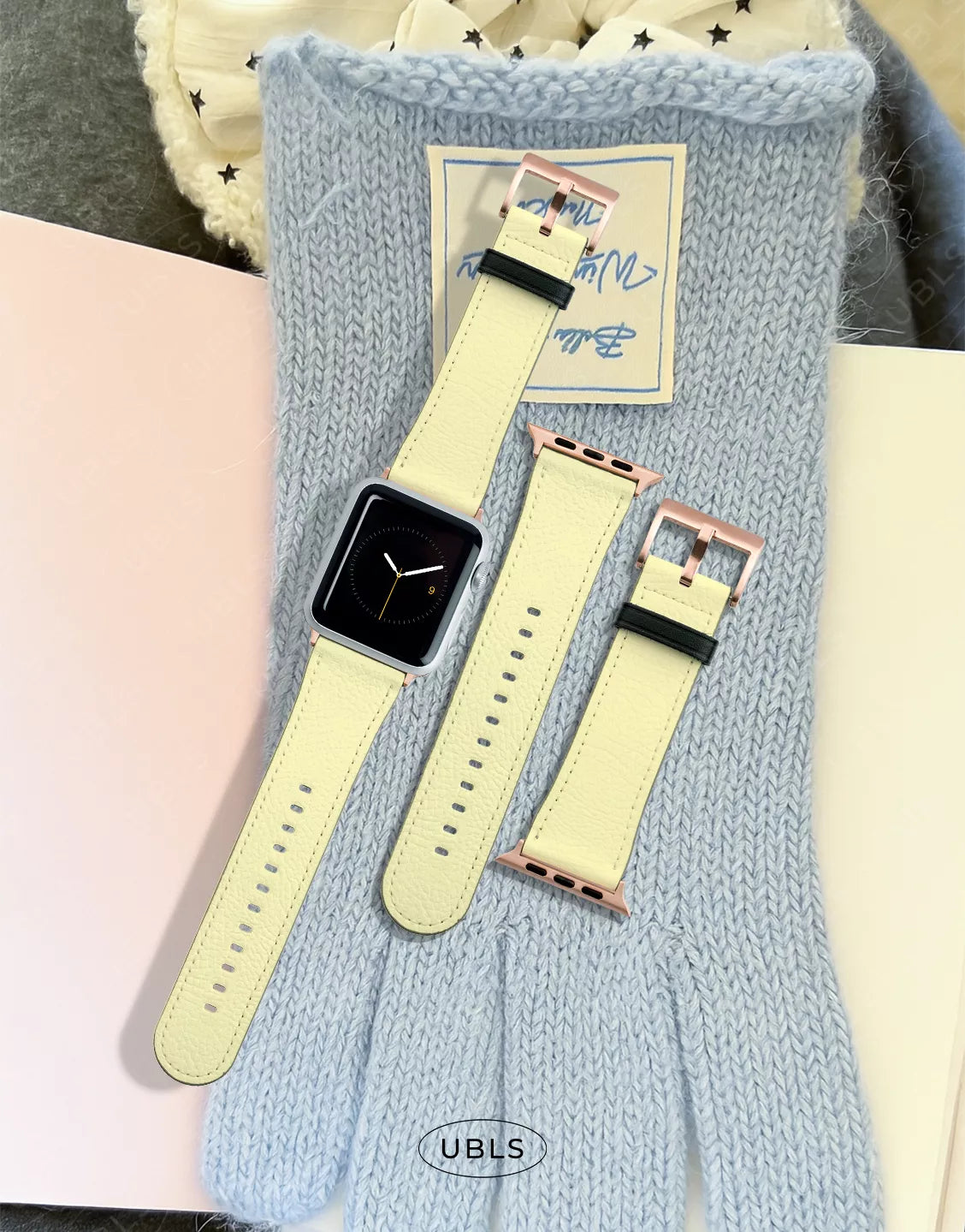 Summer Solid Butter Yellow Vegan Leather Apple Watch Band