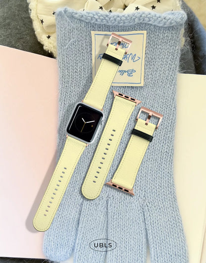 Summer Solid Butter Yellow Vegan Leather Apple Watch Band