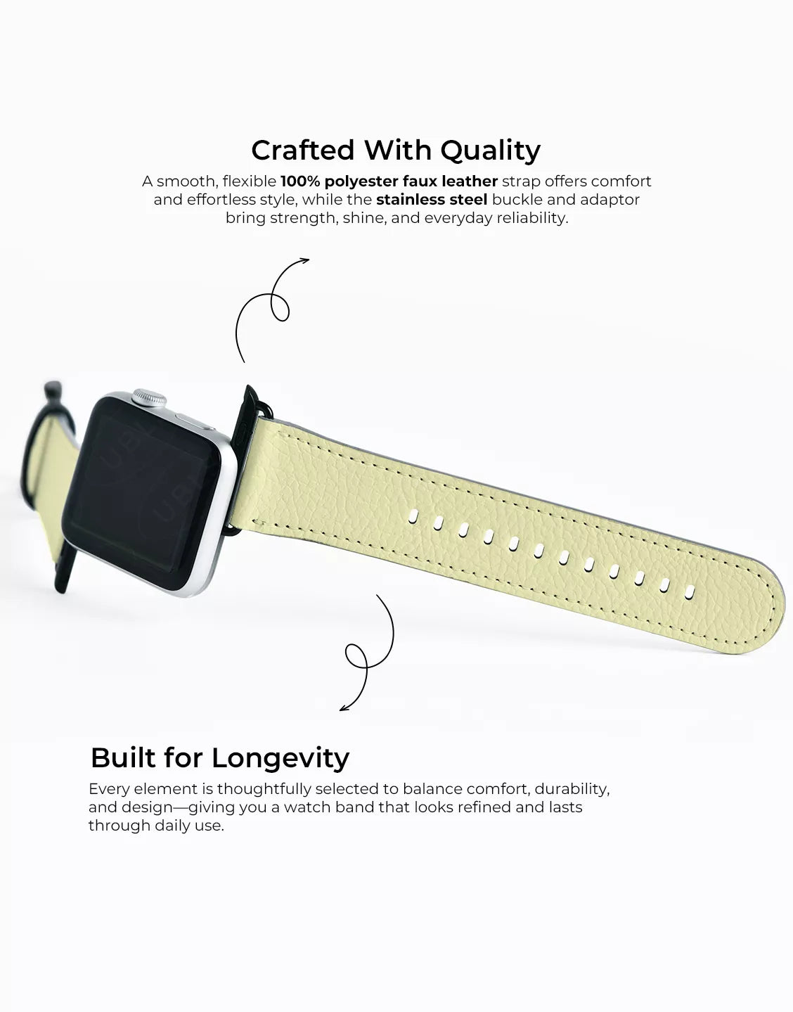 Summer Solid Butter Yellow Vegan Leather Apple Watch Band