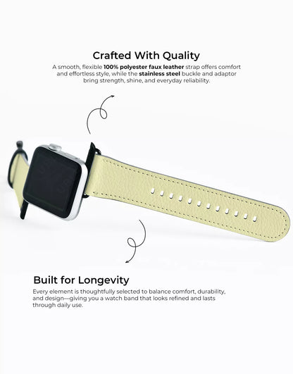 Summer Solid Butter Yellow Vegan Leather Apple Watch Band