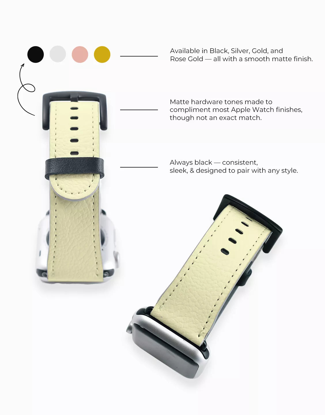 Summer Solid Butter Yellow Vegan Leather Apple Watch Band