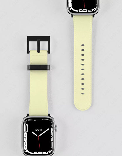 Summer Solid Butter Yellow Vegan Leather Apple Watch Band