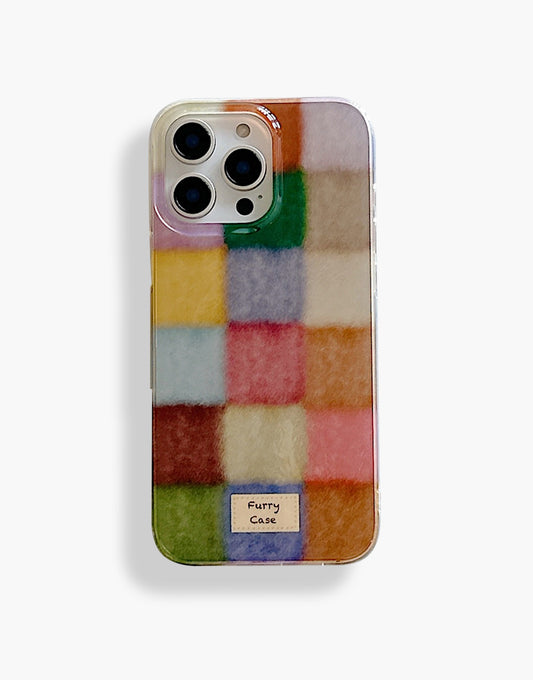 Vintage Cozy Furry Checkered iPhone Case