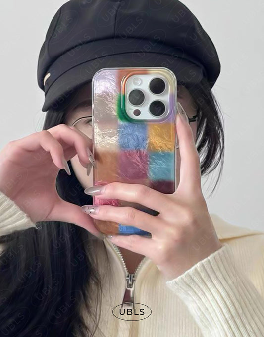 Vintage Cozy Furry Checkered iPhone Case