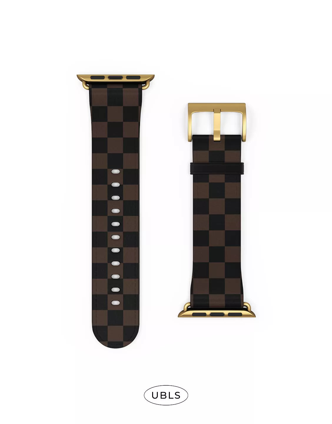 Vintage Dark Brown Checkered Vegan Leather Apple Watch Band