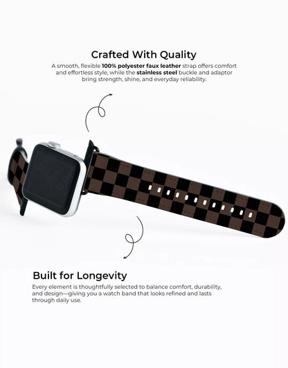 Vintage Dark Brown Checkered Vegan Leather Apple Watch Band
