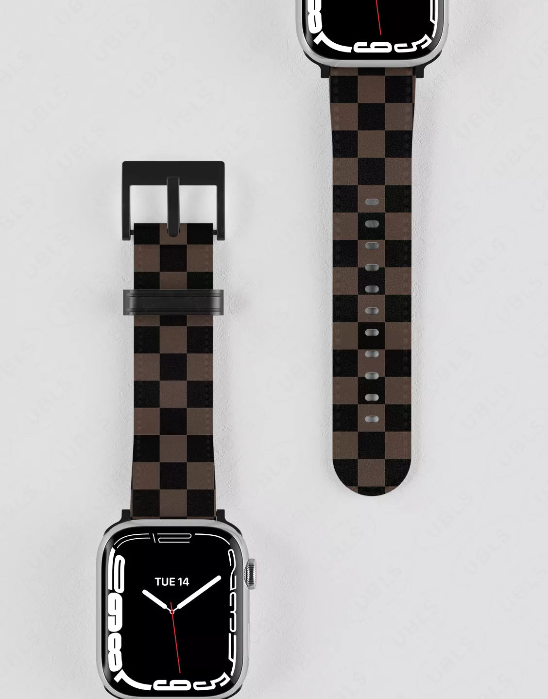 Vintage Dark Brown Checkered Vegan Leather Apple Watch Band