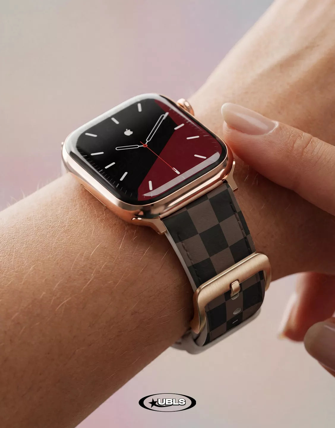 Vintage Dark Brown Checkered Vegan Leather Apple Watch Band