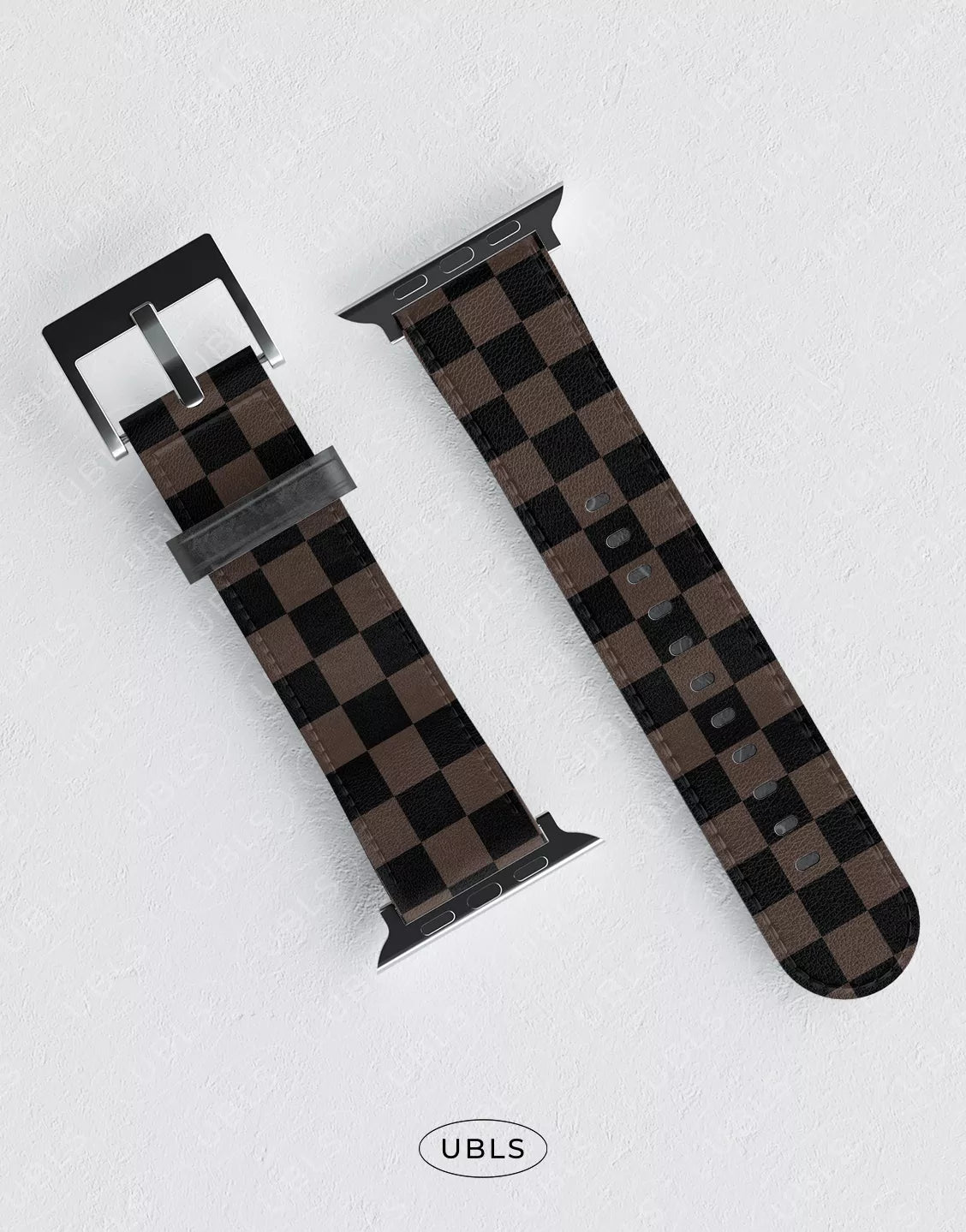 Vintage Dark Brown Checkered Vegan Leather Apple Watch Band