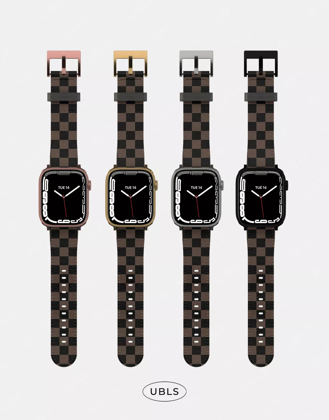 Vintage Dark Brown Checkered Vegan Leather Apple Watch Band