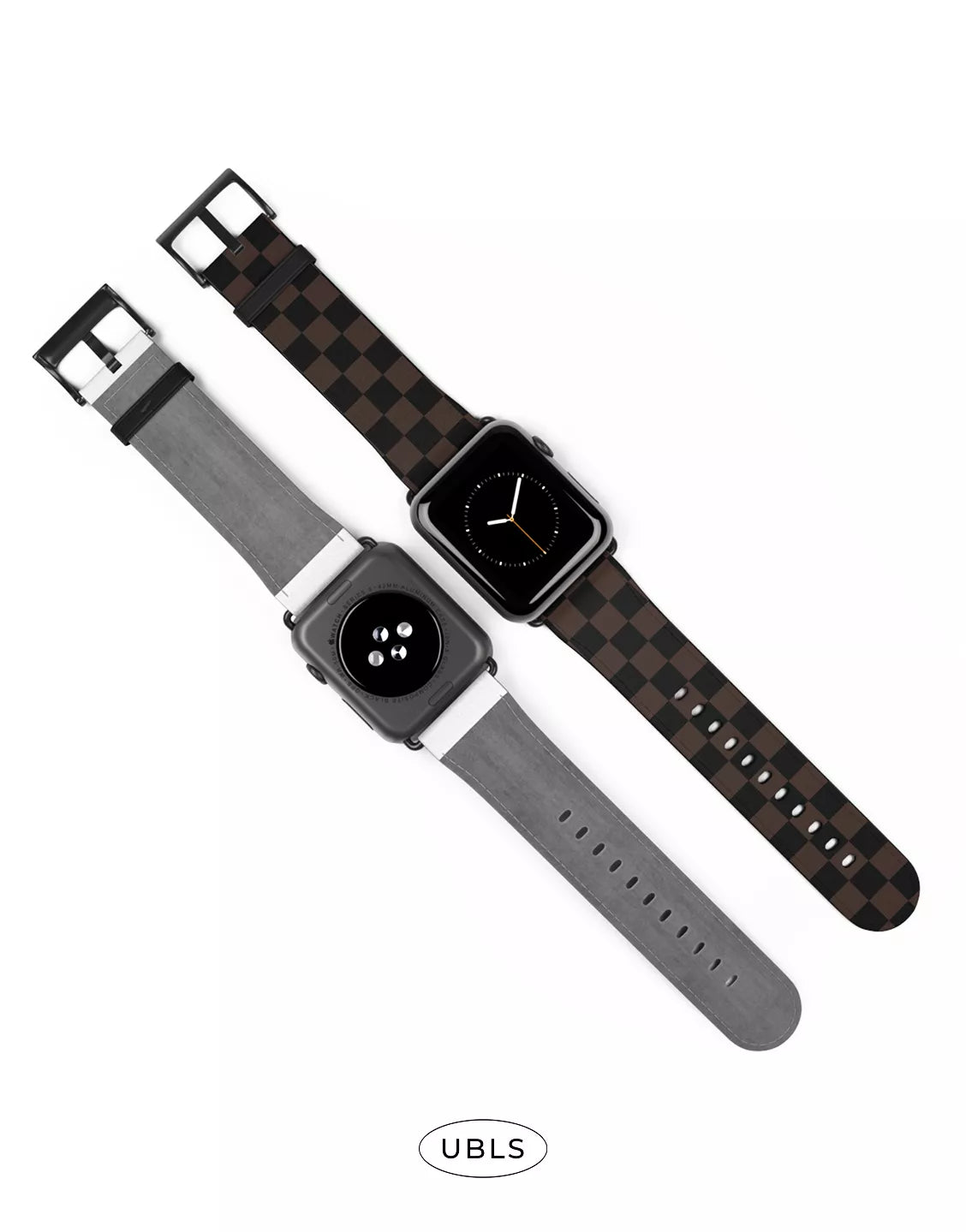 Vintage Dark Brown Checkered Vegan Leather Apple Watch Band