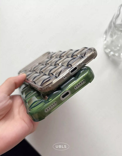 Vintage Green Woven Pattern iPhone Case