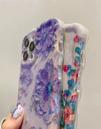 Glossy Wavy Flowers iPhone Case - URBANLUSA