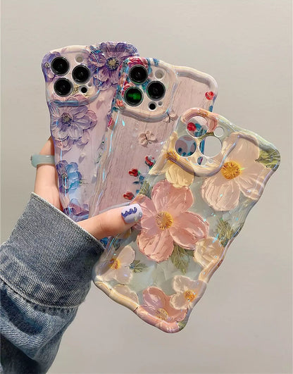 Glossy Wavy Flowers iPhone Case - URBANLUSA