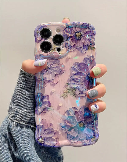 Glossy Wavy Flowers iPhone Case - URBANLUSA