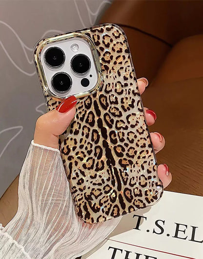 Leopard Print Glitter Aesthetic iPhone Case - URBANLUSA