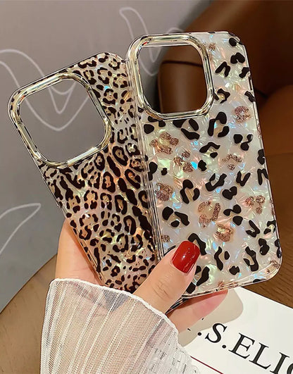 Leopard Print Glitter Aesthetic iPhone Case - URBANLUSA