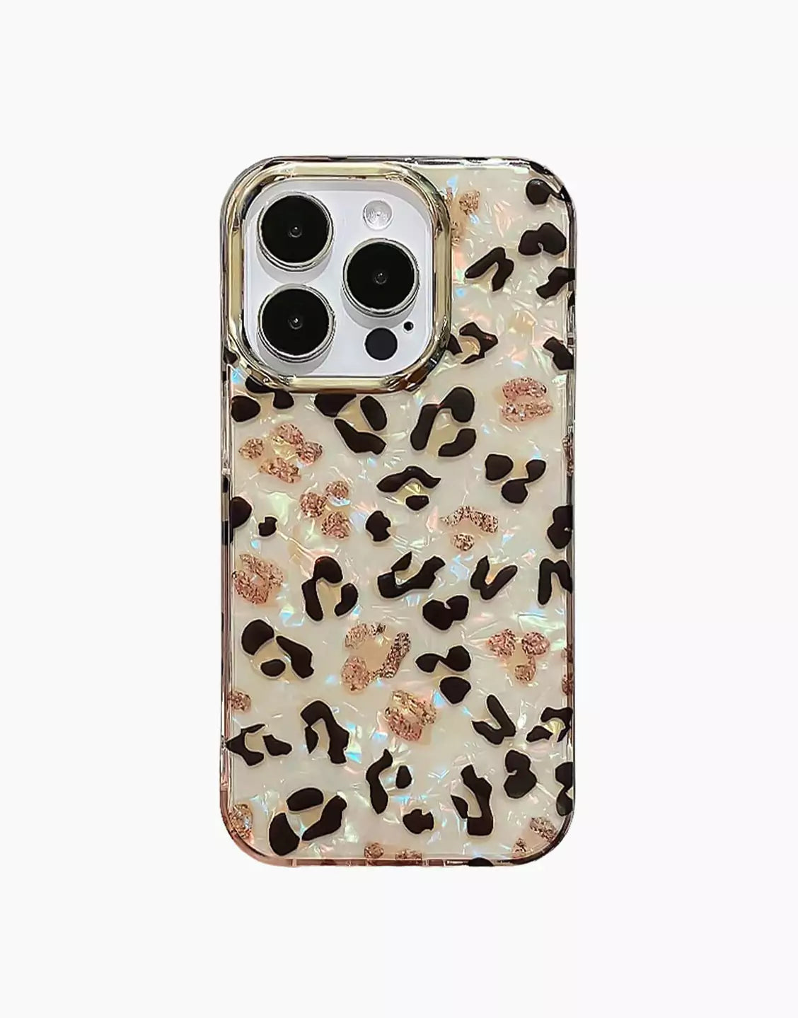 Leopard Print Glitter Aesthetic iPhone Case - URBANLUSA