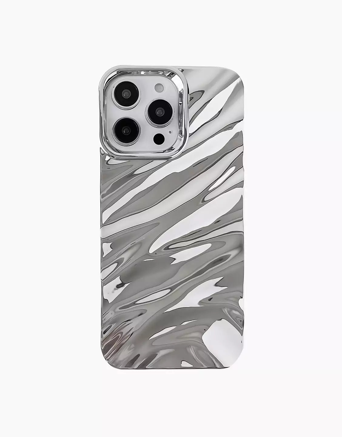 Silver Wave Glossy Plating iPhone Case - URBANLUSA