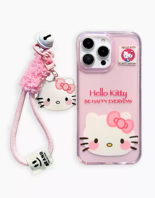 Transparent Pink Kitty Be Happy Kawaii iPhone Case