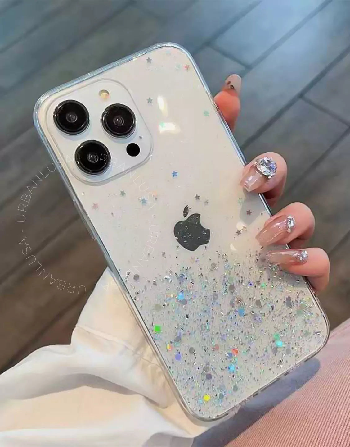 Prachtige glitter bling doorzichtige iPhone-hoes