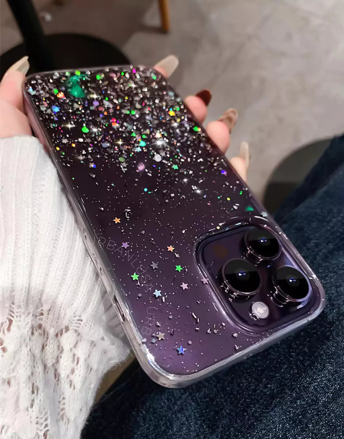 Prachtige glitter bling doorzichtige iPhone-hoes