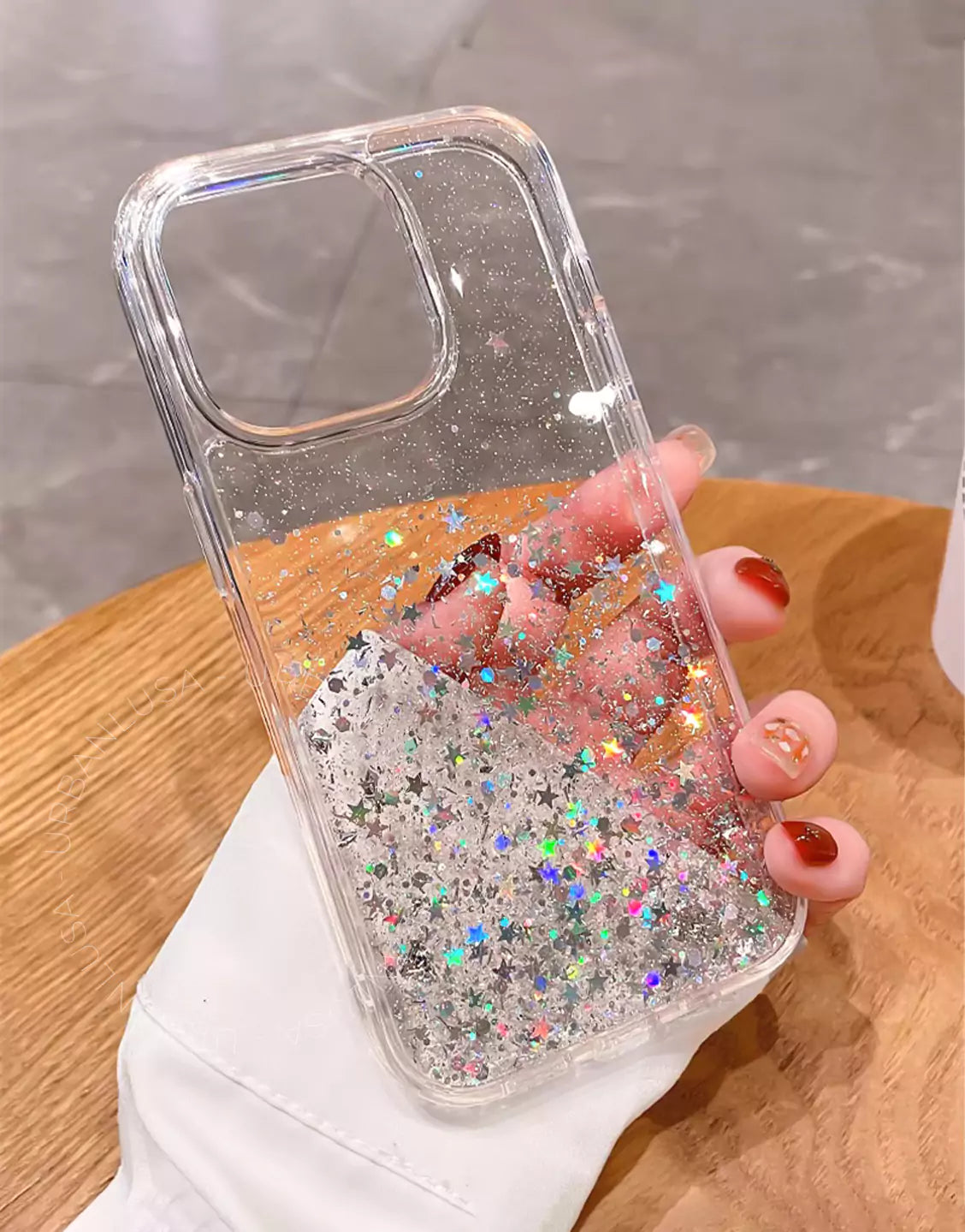 Prachtige glitter bling doorzichtige iPhone-hoes