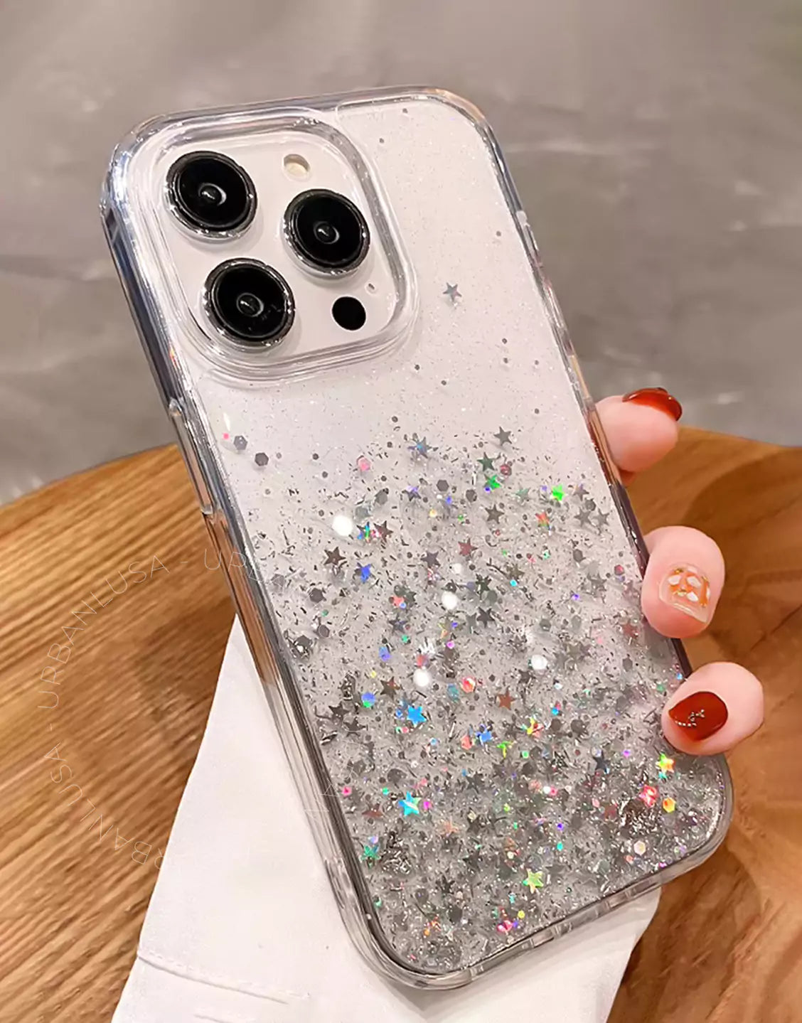 Prachtige glitter bling doorzichtige iPhone-hoes