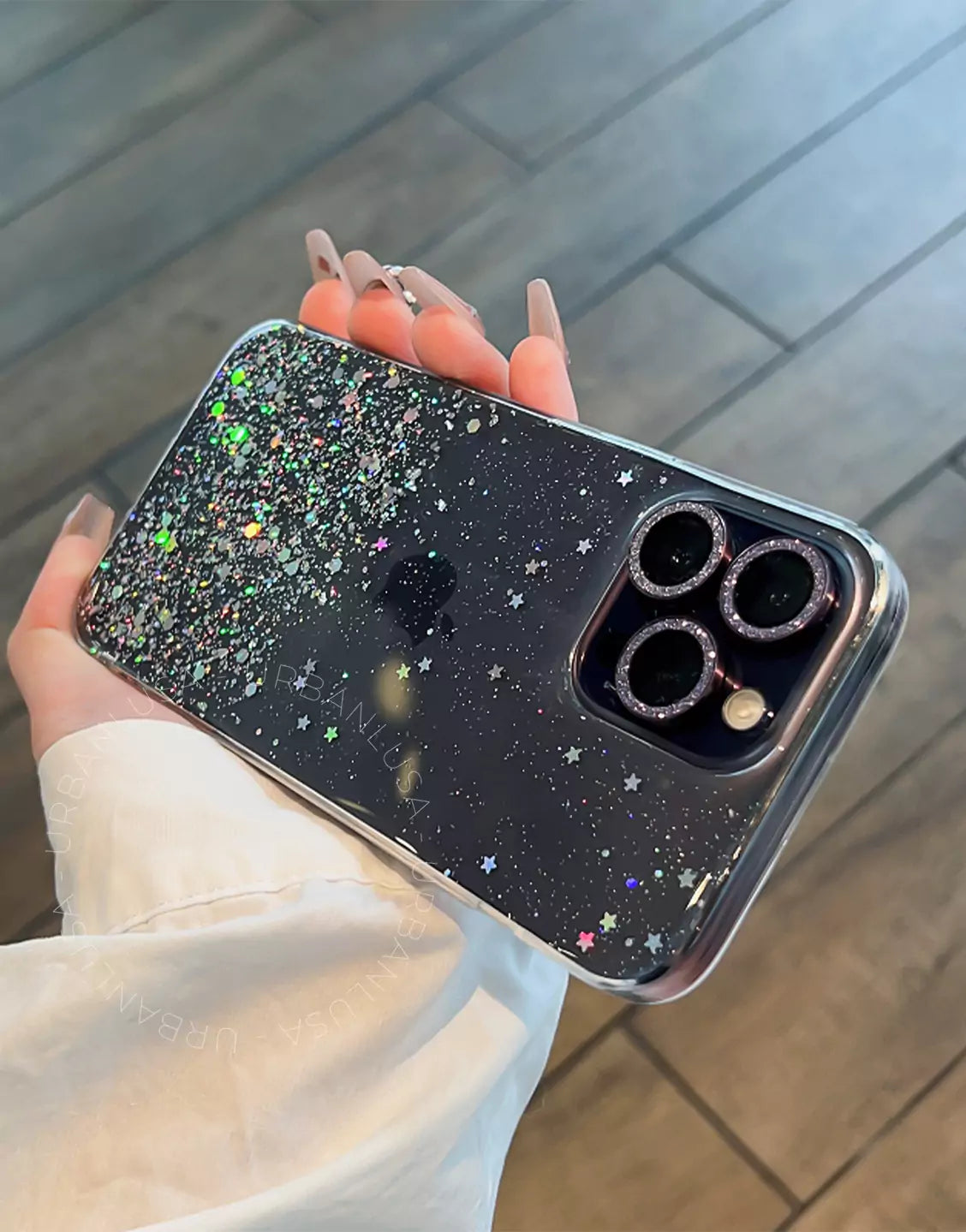 Prachtige glitter bling doorzichtige iPhone-hoes