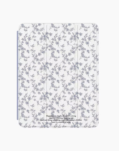 Beautiful Vintage Floral Print iPad Case with Pencil Holder for iPad 10.2 iPad Air 5 4th 3rd Generation 10.9 2022 10th iPad 9.7 5 6th 2020 2021 2024 Pro 11 Case