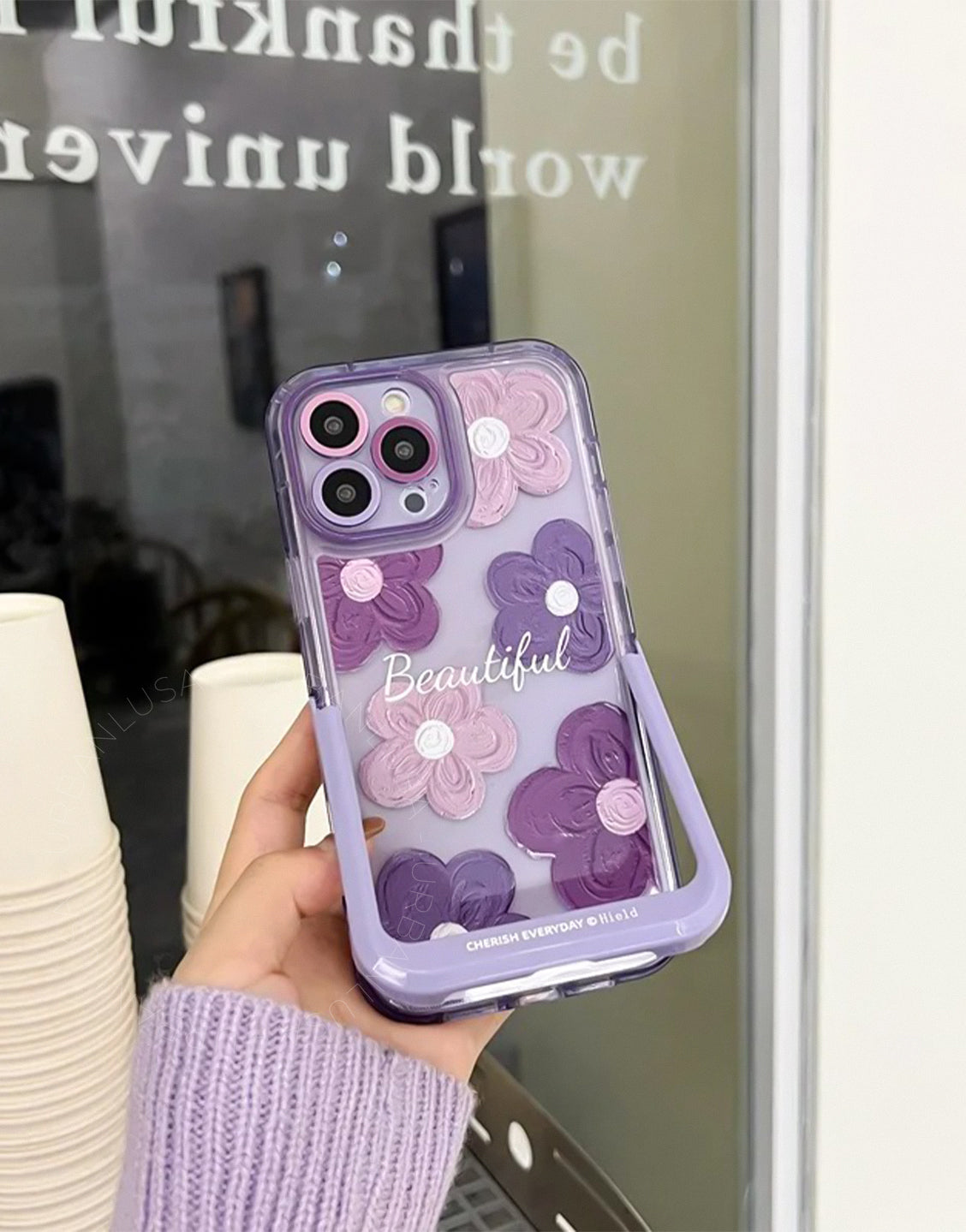 Beautiful Violet Flowers Bracket iPhone Case