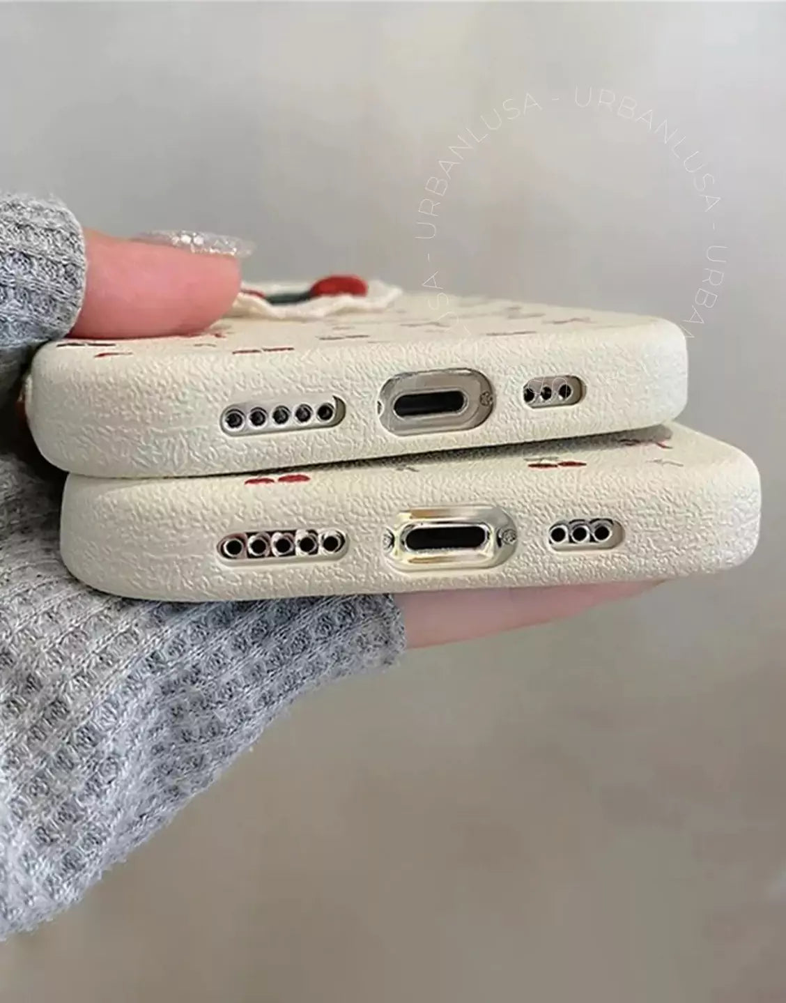 Cute Embroidered Cherry Phone Case for iPhone 16 15 14 13 12 Pro Max Cute iPhone 16 15 14 13 12 Case Kawaii Aesthetic Phone Case